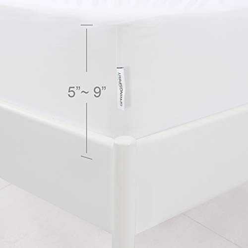 Twin Box Spring Cover with Elastic Woven Material Dustproof Washable White
