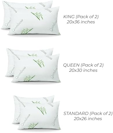 OMEO 2 Pack Rayon Bamboo Memory Foam Pillows