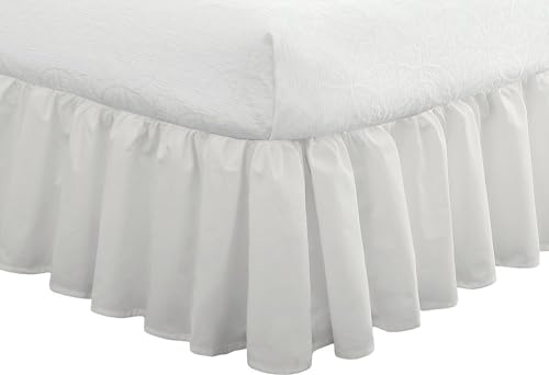 FRESH IDEAS Ruffled Bed Skirt Twin 14 Drop White