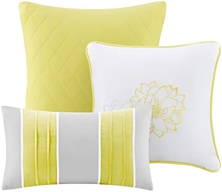 Madison Park Lola Sateen Comforter Set 7 Piece Grey Yellow