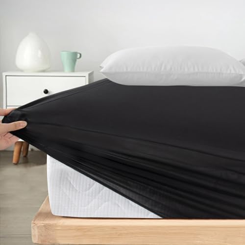 2 Pack Twin Fitted Sheets Super Soft Cooling Black Bedding for Kids