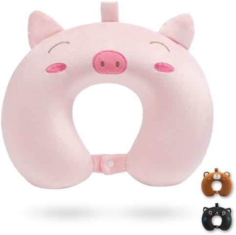 Sino Salected Kids Travel Pillow with Memory Foam and Pink Pattern