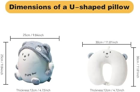 Kids Travel Pillow with Blue Bear Design