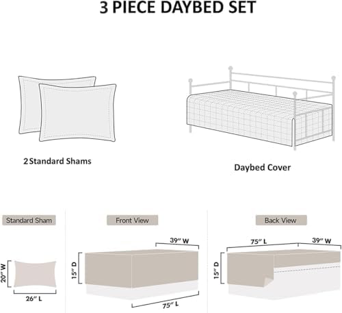 Jarson 3-Piece Christmas Daybed Cover Set Red