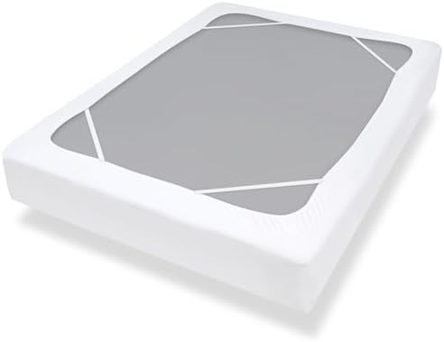 Twin Box Spring Cover with Elastic Woven Material Dustproof Washable White