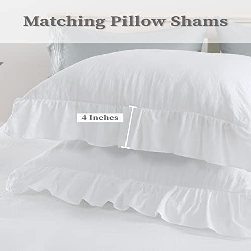 CAROMIO White Ruffle Duvet Cover Set 2PCS Twin