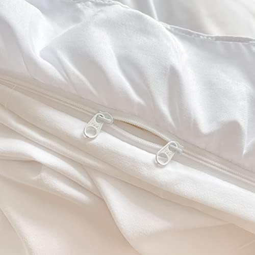 MOOWOO Chic Ruffle Lace Duvet Cover Set Twin White 2 Piece