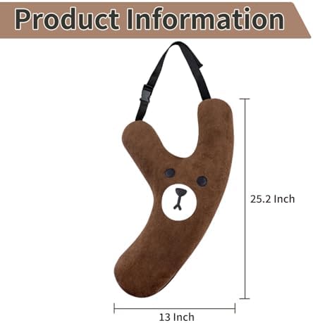 Y-Shape Kids Travel Pillow with Adjustable Belt Brown