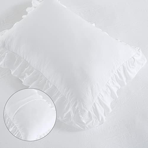 CAROMIO White Ruffle Duvet Cover Set 2PCS Twin