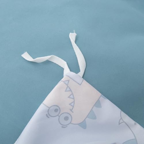 JYhoney Dinosaur Duvet Cover Set Queen 3pcs Reversible Blue Bedding