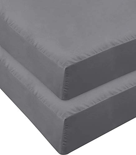 Microfiber 2 Twin XL Fitted Sheets - 1800 Ultra Soft 15 Deep Pocket Grey