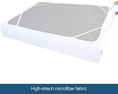 Twin Box Spring Cover with Elastic Woven Material Dustproof Washable White