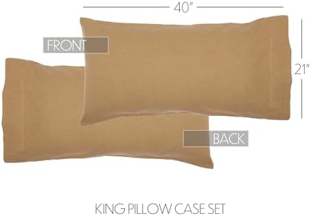VHC Brands Burlap King Pillowcase Set 21x40 Tan
