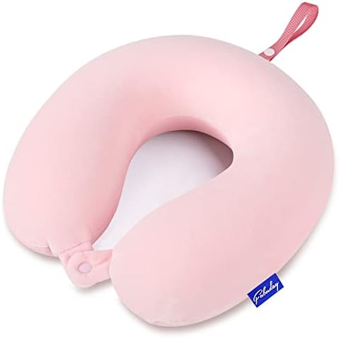 Fabuday Memory Foam Travel Neck Pillow - Pink with Snap Strap