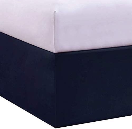 Luxury Hotel Style Bed Skirt Box Pleats 14 Inch Drop Full Navy