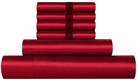 RevenRella 6-Piece Satin Sheet Set Queen Size Burgundy Velvet