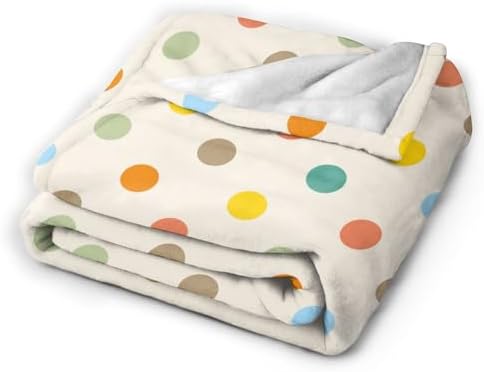 Colorful Retro Polka Dot Throw Blanket 50x40in