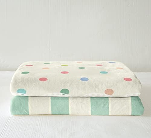 Manfei Sewing Theme Throw Blanket Geometric Stripes and Polka Dots Design