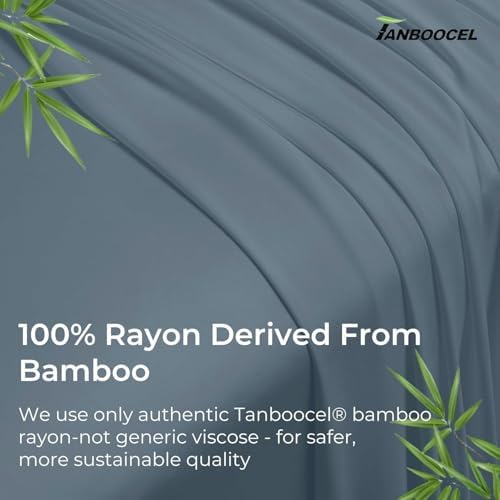 GOKOTTA Bamboo Rayon Fitted Sheet - King Size 16 Inch Pocket Blue
