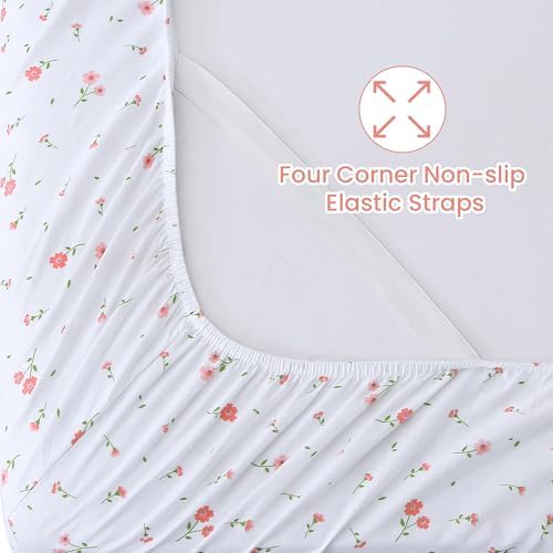 Softan Pink Floral Twin Fitted Sheet Set 3 Pieces