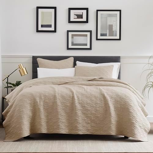 Palassio Dark Beige Cotton Quilt Queen Set with Pillow Shams
