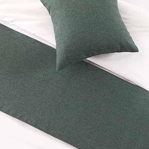 AMBERIS Bed Runner Blue-Green Imitation Linen Scarf for Home Hotel