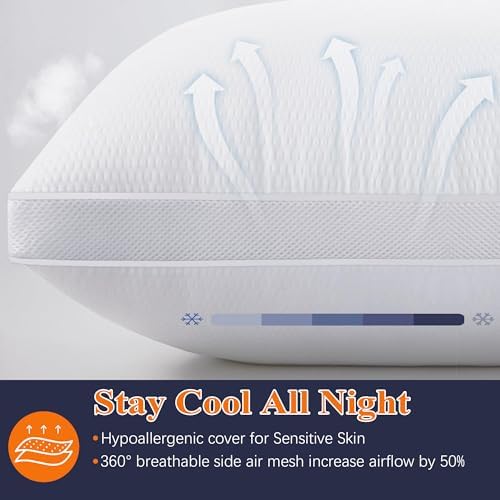 AIAEL Hotel Bed Pillows Queen Set of 2 with Cooling Mesh