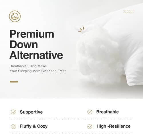 Acanva Cooling Bed Pillows 3D Down Alternative 4 Count White Pack