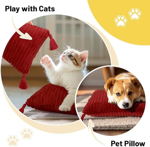 vocheer Small Travel Pillow with Tassels 11x7 Red 2pc