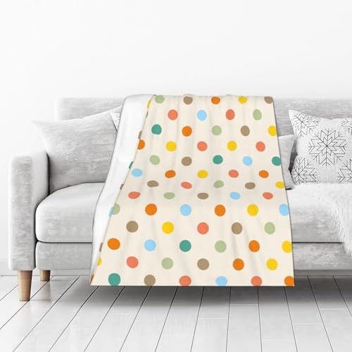 Colorful Retro Polka Dot Throw Blanket 50x40in