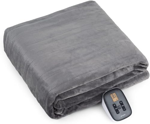 WOOMER Heated Throw Blanket Twin Size 62x84 10 Heat Levels