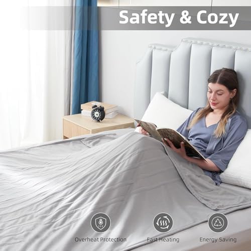 Eydna Electric Heated Blanket 72x84 LightGray