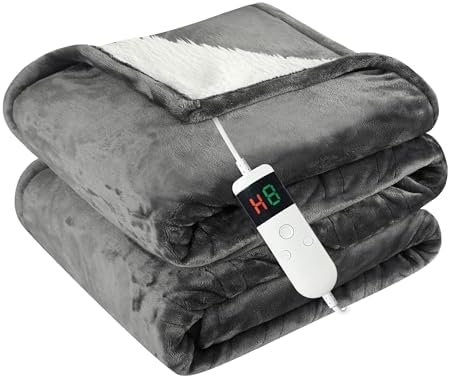 Cushious Heated Blanket Throw - 10 Heat Levels 8-Hour Auto Off