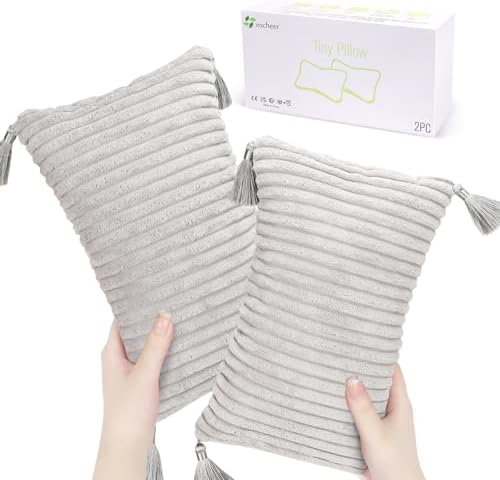 vocheer Small Travel Pillow with Tassels 11x7 Grey 2pc