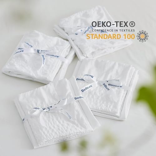 Bedsure Bed in a Bag Twin - 5 Piece Plaid Seersucker Comforter Set