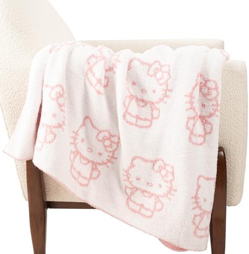Hello Kitty Feather Knit Fluffy Throw Blanket - 50x60 Inch Pink