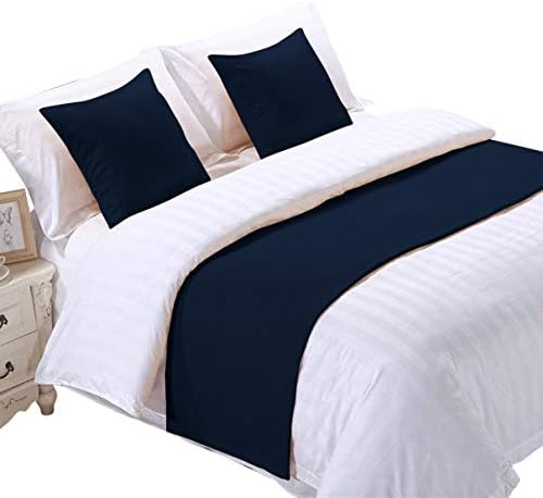 800 Thread Count Bed Runner with 2 Cushion Covers - Navy Blue Cal King