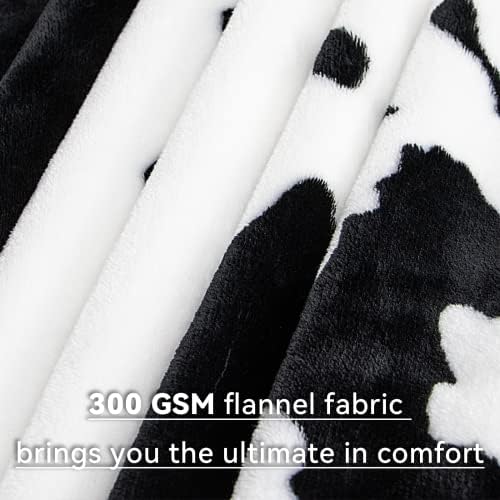 Cow Print Blanket - 50x60 Plush Fuzzy Fleece Throw for Kids Adults
