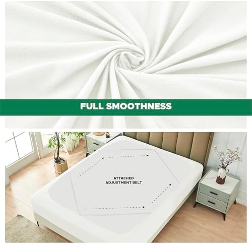 Biscaynebay Queen Bed Skirt Ivory Stretchy Box Spring Cover