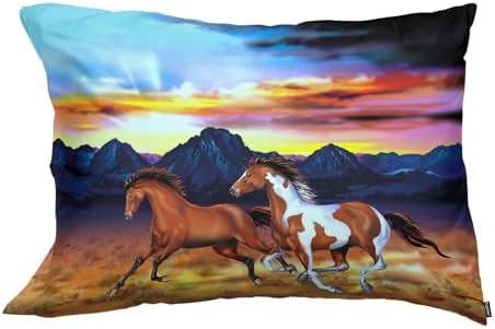 Running Horses Pillow Case - Soft Breathable Queen Size 20x26 Inches