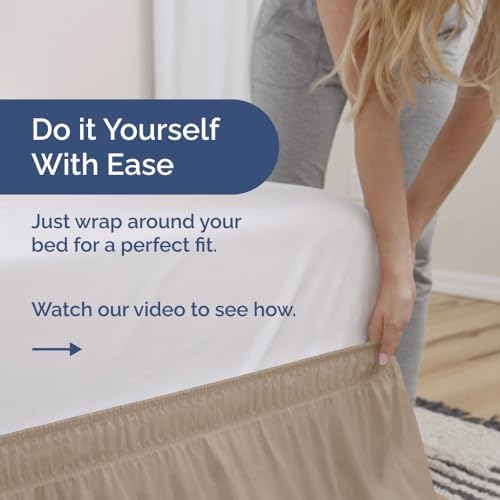 Wrap Around Dust Ruffle Bed Skirt 2 Pillowcases Bundle - Cream