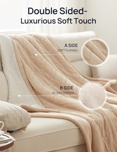 Westinghouse Heated Throw Blanket with Foot Pocket 50x62 Beige