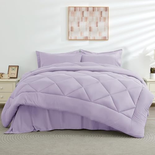 HEVUMYI Queen Purple Comforter Set 7-Piece