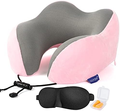 GOTDYA Travel Pillow with Memory Foam Support - Pink 1
