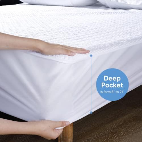 Hanherry Waterproof Mattress Protector Full Size 8-21 Deep Pocket
