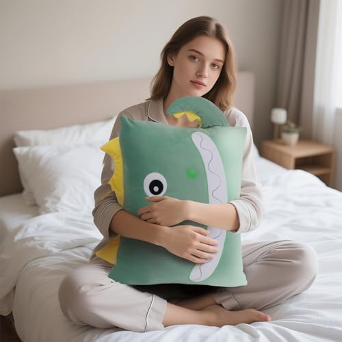 Dinosaur Plush Pillowcase - Soft 26x20 Inches for Kids
