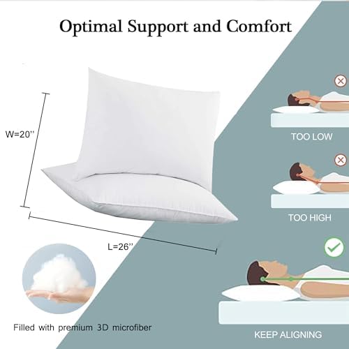 FZZOR Soft Flat Comfy Bed Pillow Set of 2