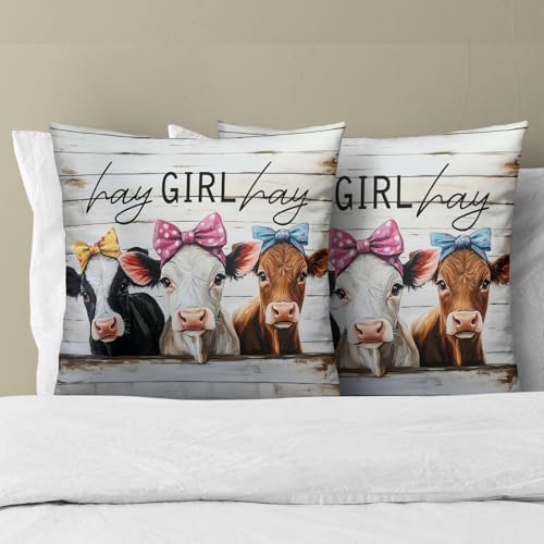 Giwawa Farmhouse Cow Pillow Covers Set of 2 18x18 Inch