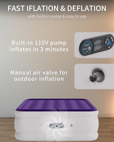 Hi Explore Air Mattress Queen with Built in Pump