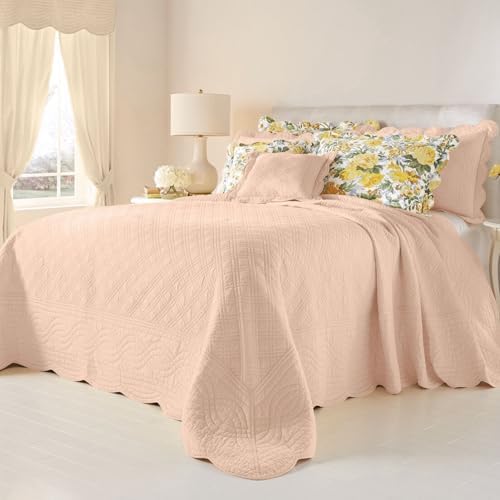 BrylaneHome Bedding Soft 100 Cotton Bedspread - King Blue Stripe